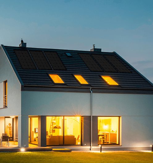 solar panels on modern home