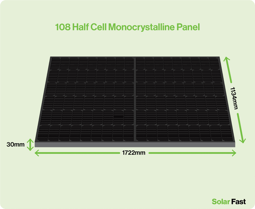 108 half cell monocrystalline solar panel dimensions 