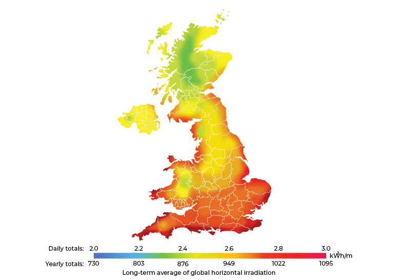 UK irradiance map