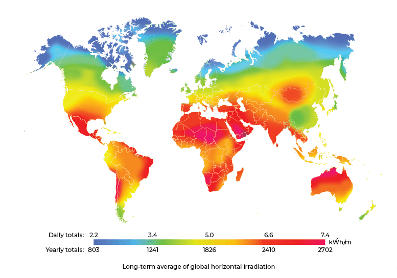 worldwide irradiance map
