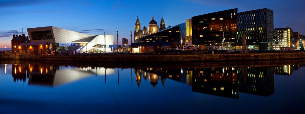 Panoramic view from Albert Dock in Liverpool